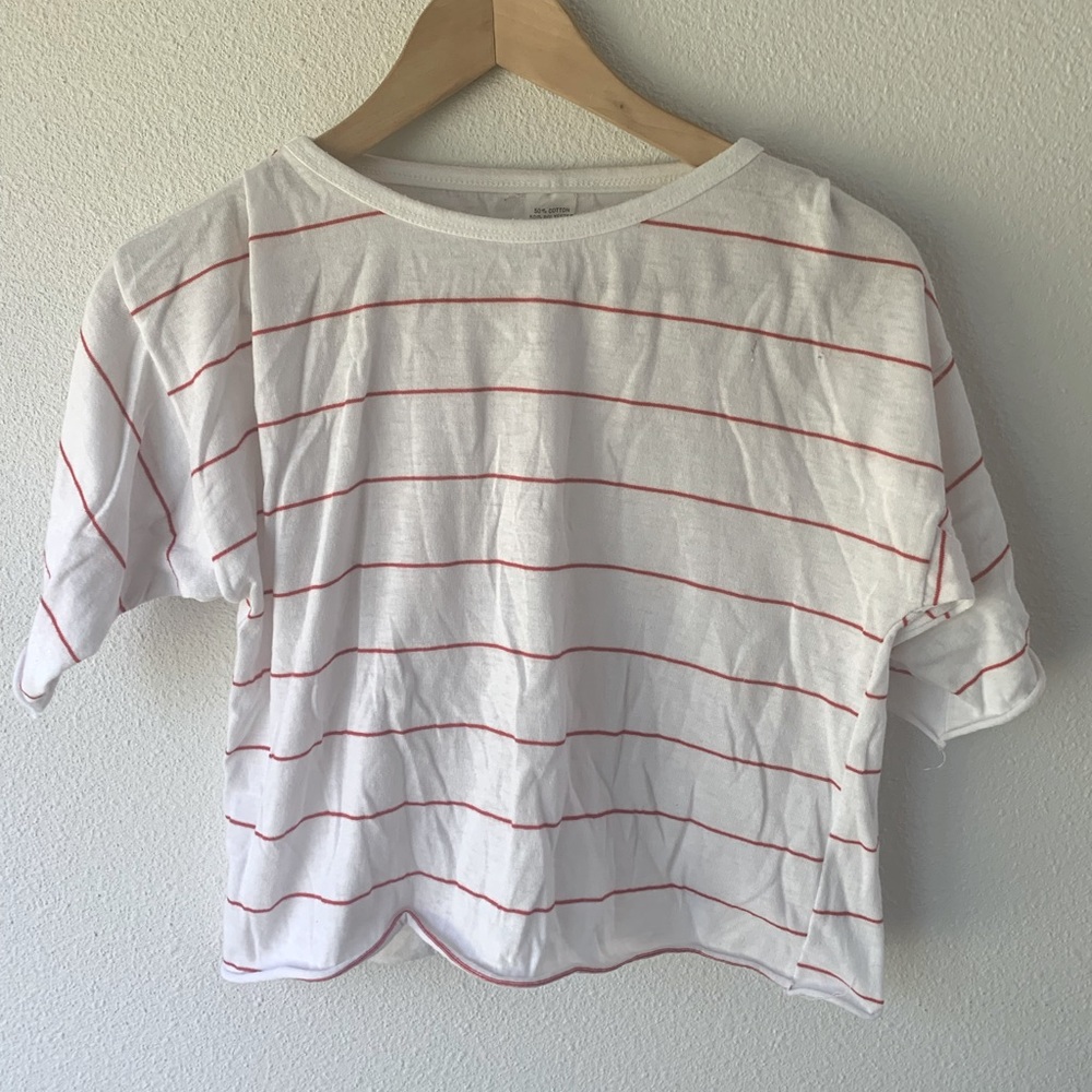 VTG striped cropped tee shirt